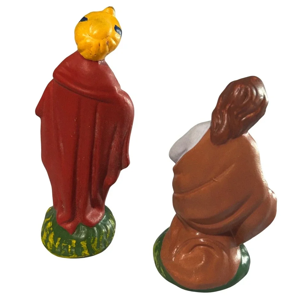 Vintage Chalkware Nativity Scene Figures - Joseph and Wise‎ Man